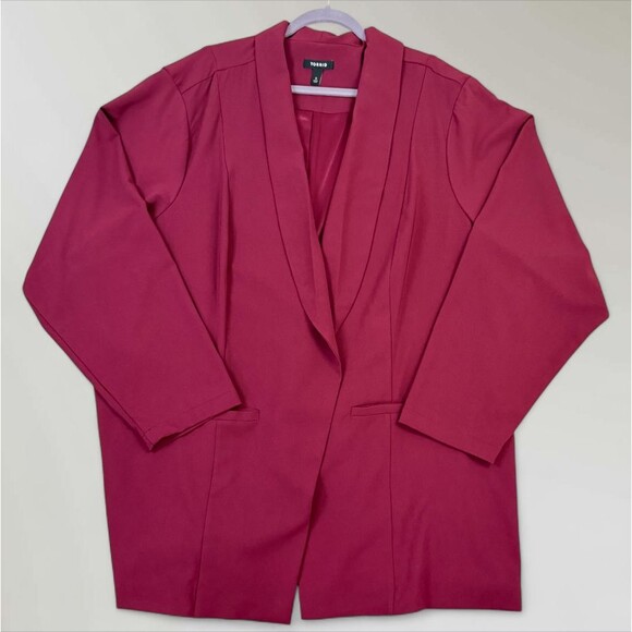 Torrid Studio Crepe Classic Shawl Collar Blazer Burgundy Open Front Size 5 - Picture 1 of 8